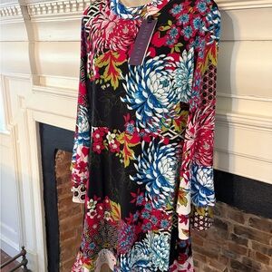 Halebob Colorful Floral Long Sleeve Dress NWT Sz Large